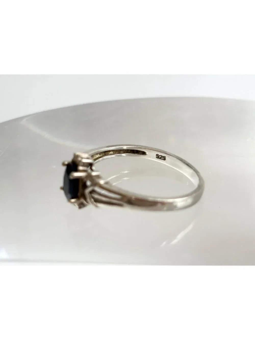 NVC Oval Black Onyx Geometric Art Deco Sterling Silver 925 Vintage Ring - sz 10